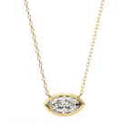 Yellow Gold East-West Marquise Diamond Bezel Pendant