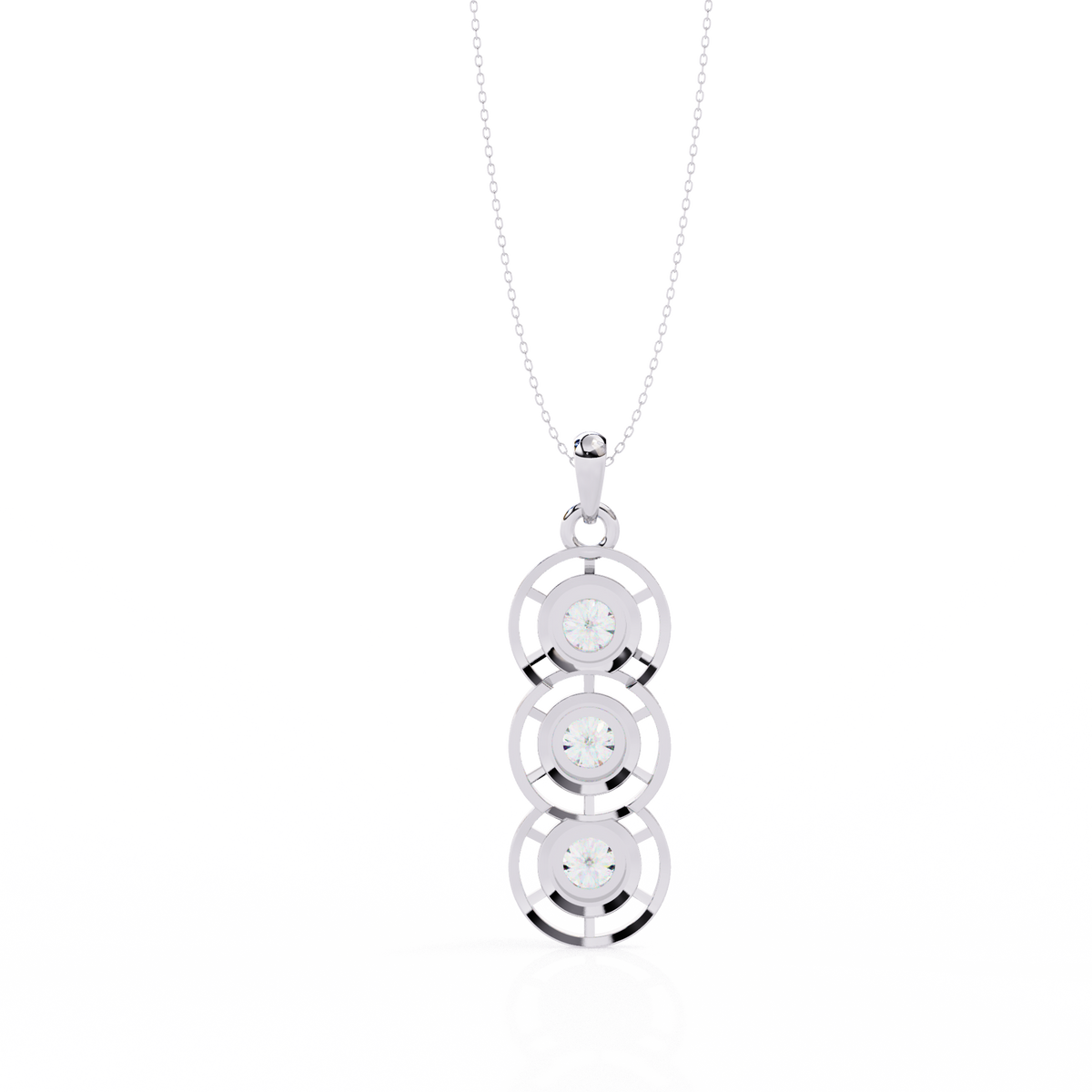 White Gold Triple Round Brilliant Diamond Drop Pendant