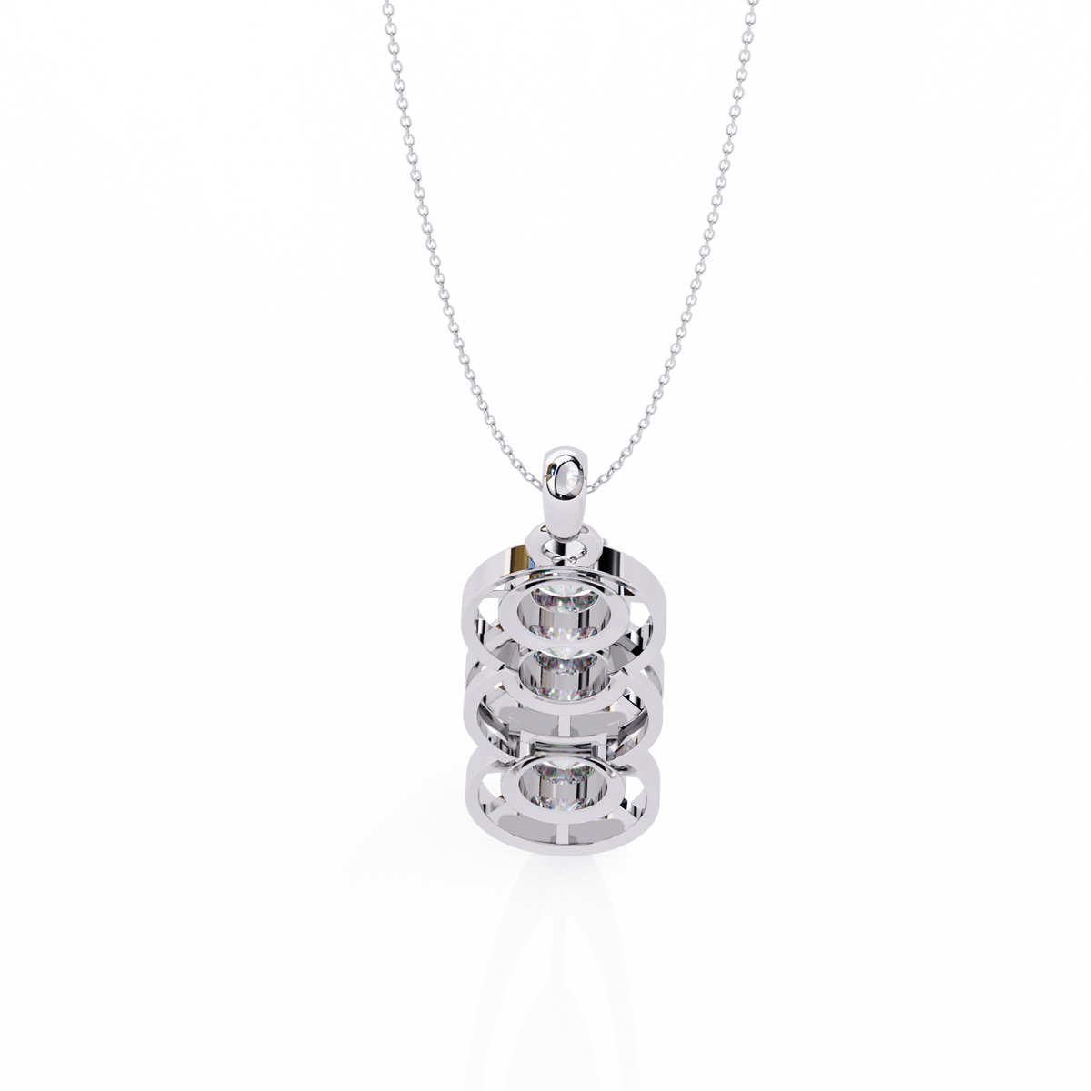 White Gold Triple Round Brilliant Diamond Drop Pendant