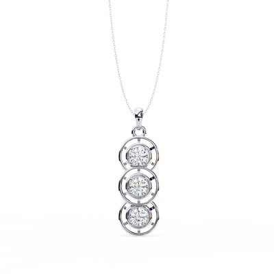 White Gold Triple Round Brilliant Diamond Drop Pendant