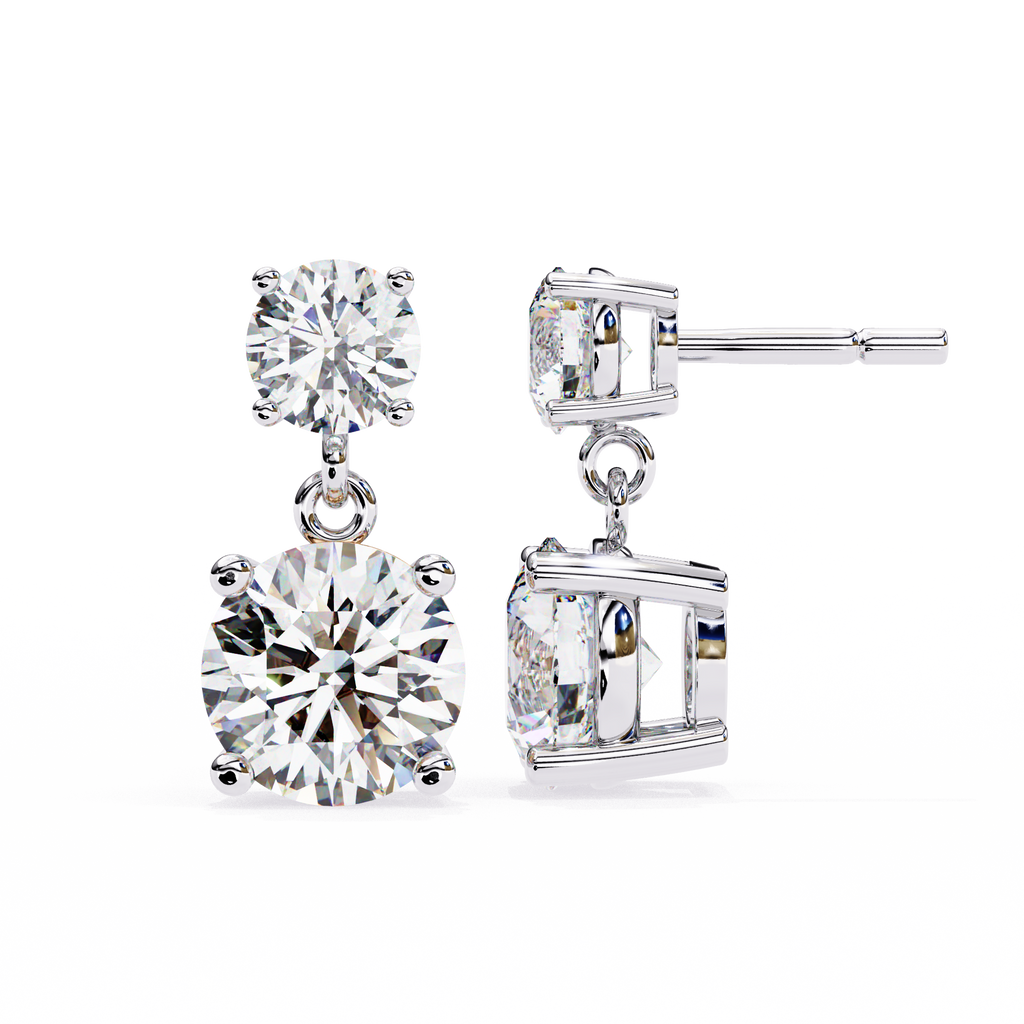 Classic Two-Stone Diamond Drop Earrings