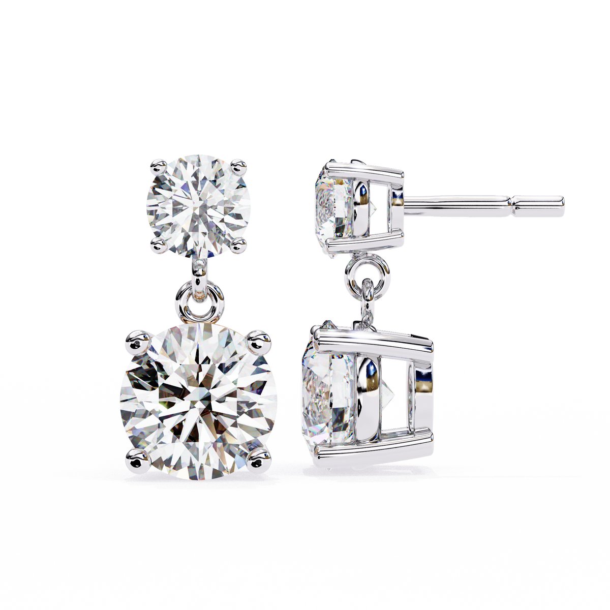 Classic Two-Stone Diamond Drop Earrings