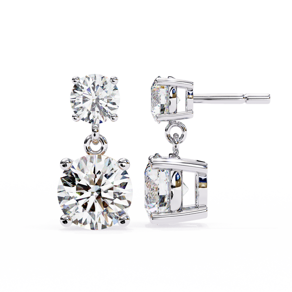 Classic Two-Stone Diamond Drop Earrings