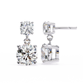 White Gold Two-Stone Round Diamond Drop Earrings