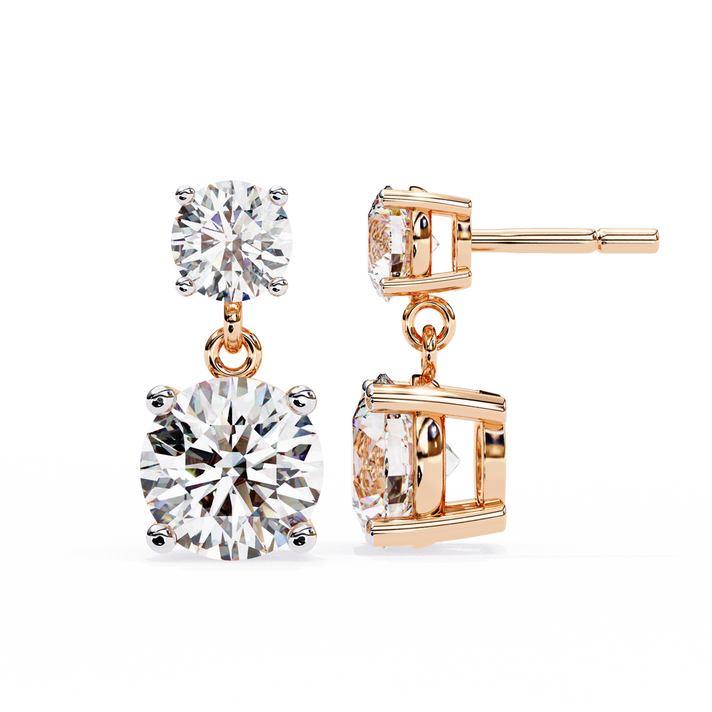 Classic Two-Stone Diamond Drop Earrings