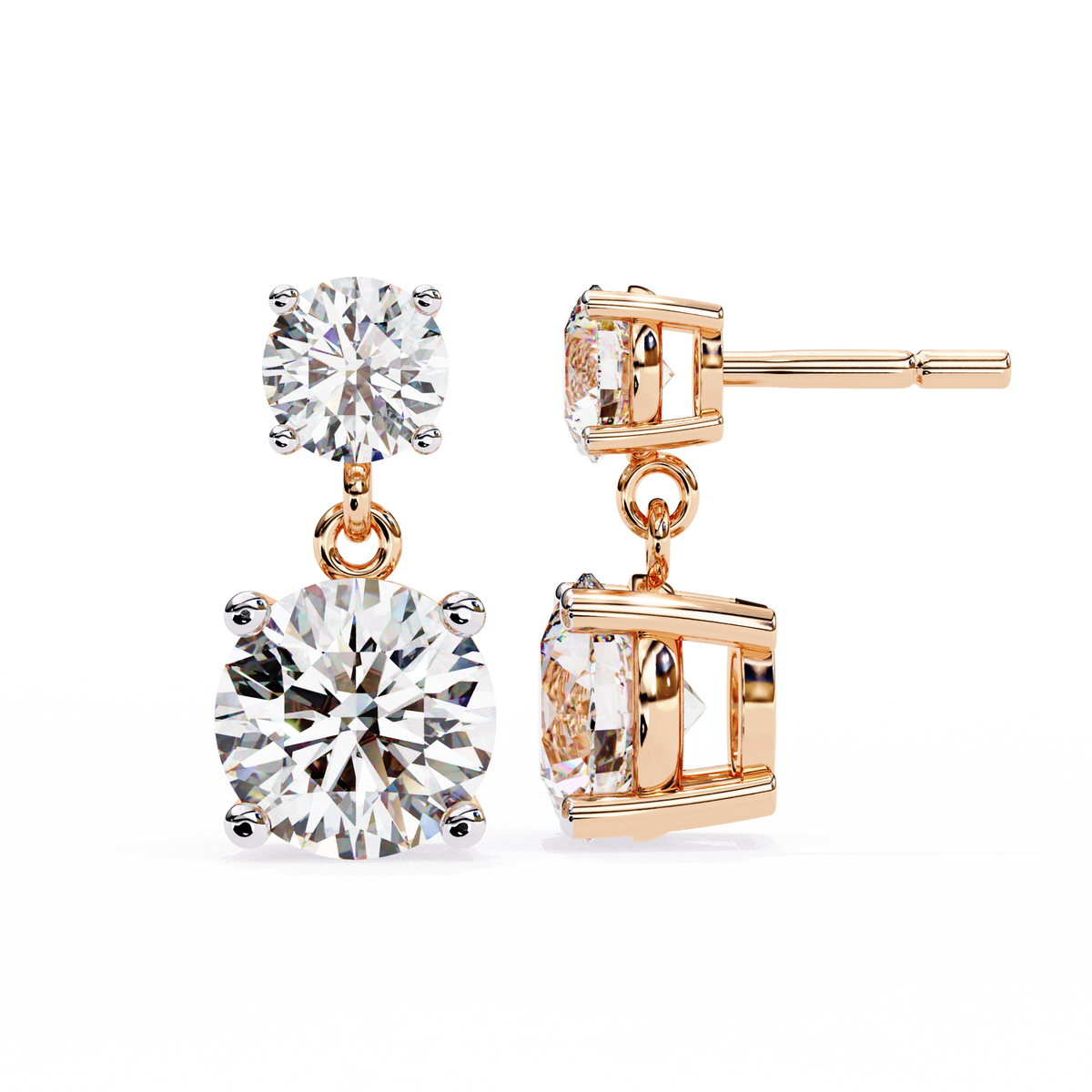 Classic Two-Stone Diamond Drop Earrings