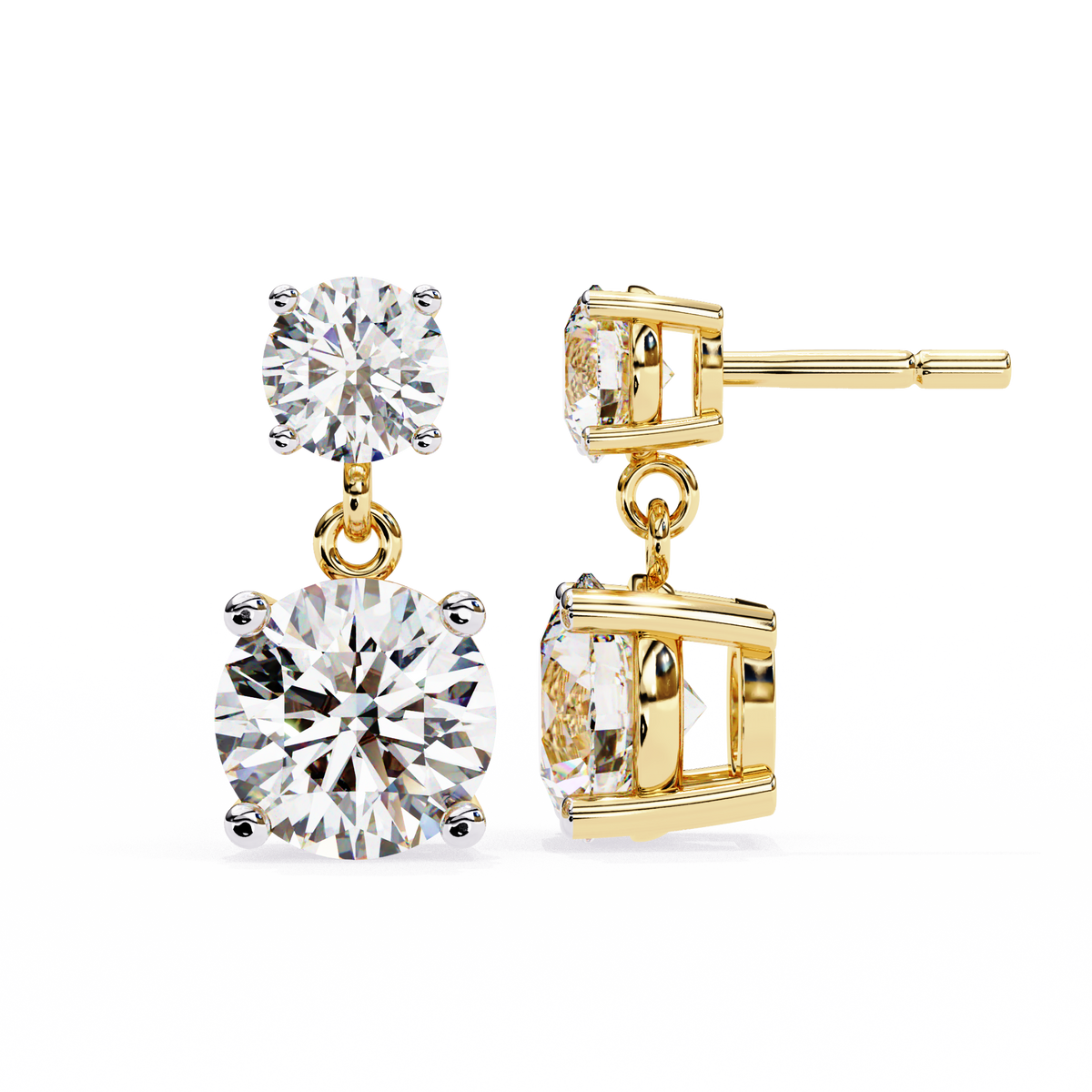 Classic Two-Stone Diamond Drop Earrings