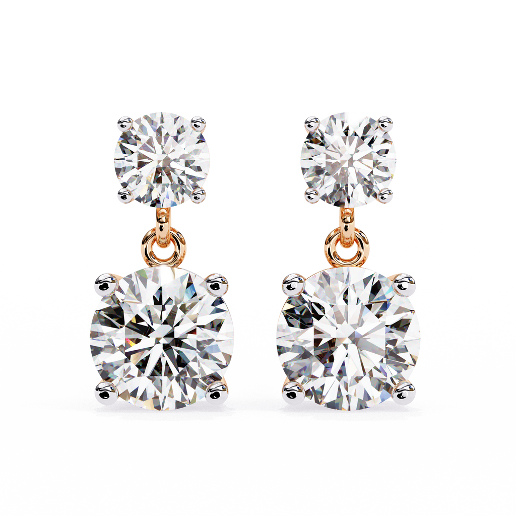 Classic Two-Stone Diamond Drop Earrings