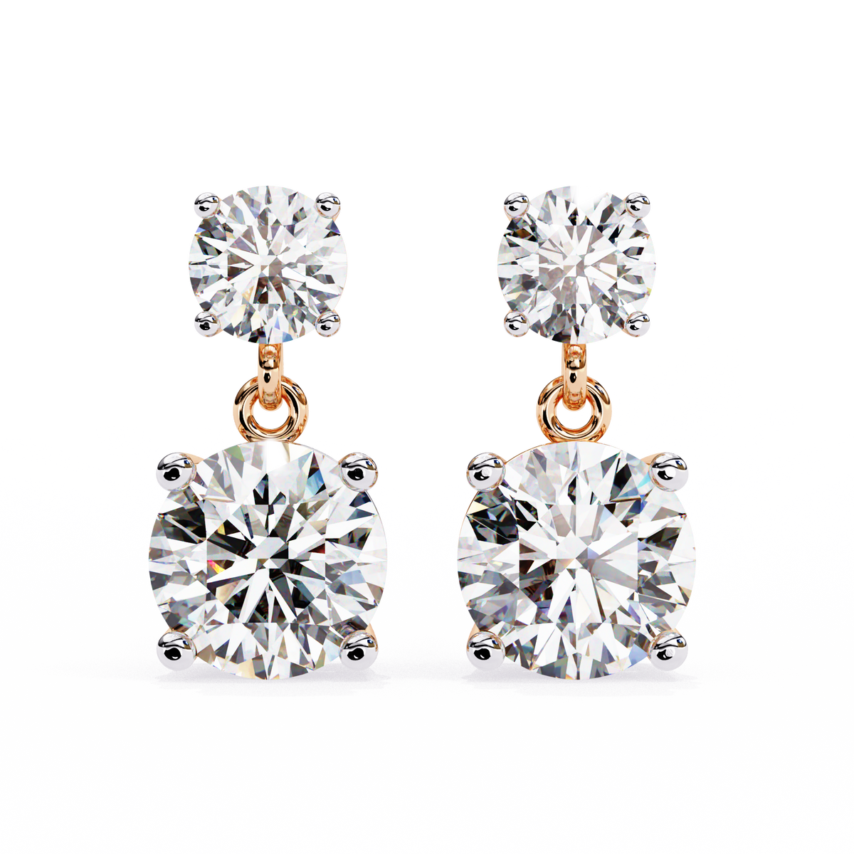 Classic Two-Stone Diamond Drop Earrings