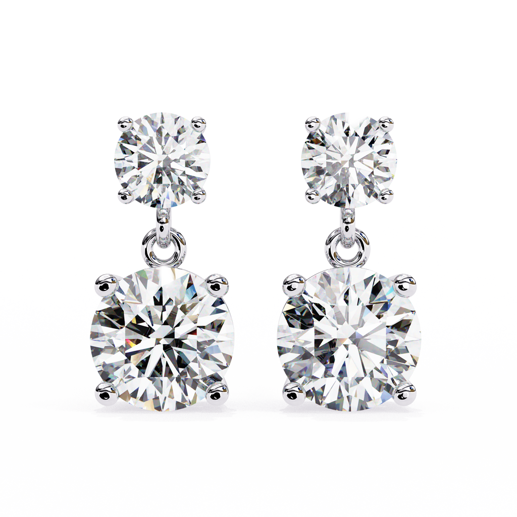 Classic Two-Stone Diamond Drop Earrings