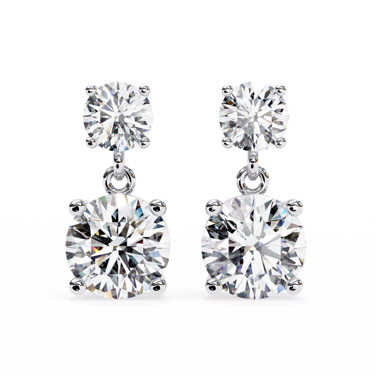Classic Two-Stone Diamond Drop Earrings