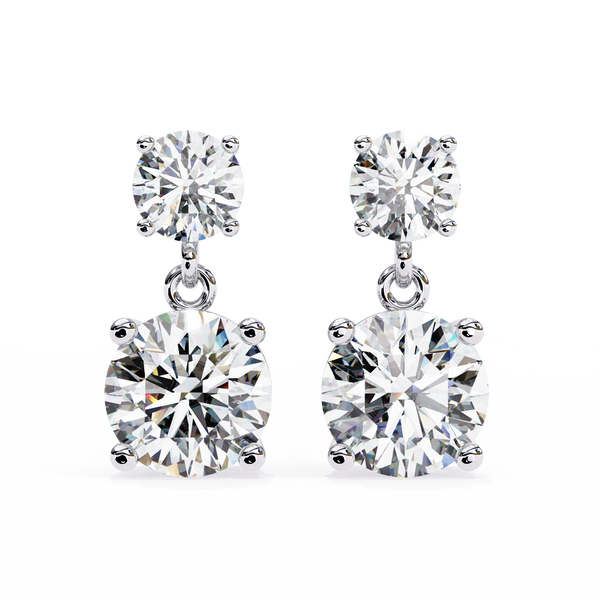 Classic Two-Stone Diamond Drop Earrings