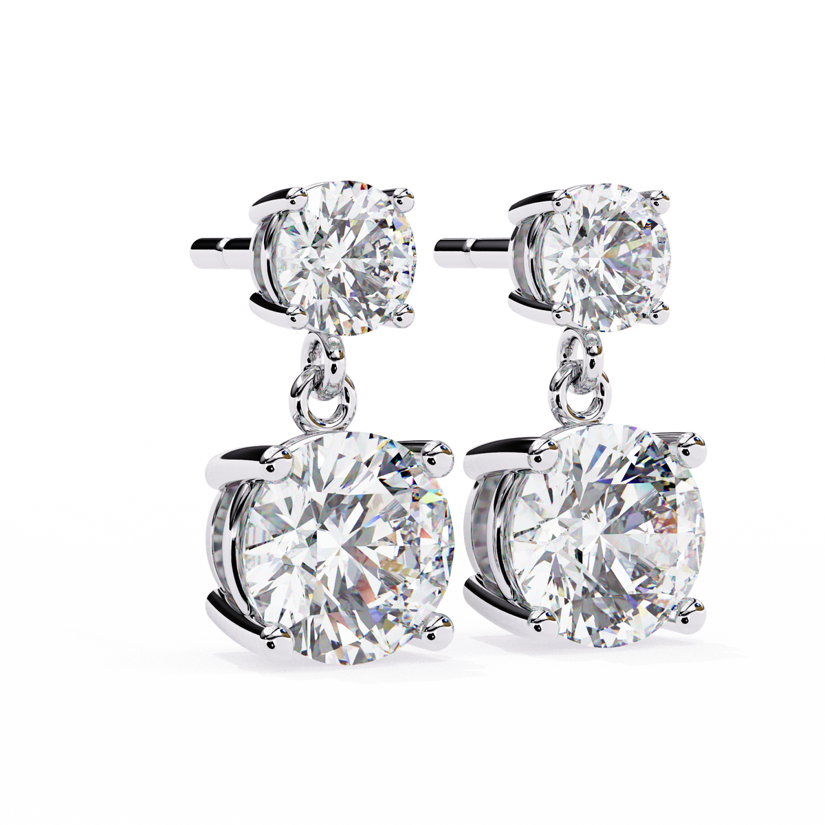 Classic Two-Stone Diamond Drop Earrings