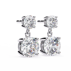 White Gold Two-Stone Round Diamond Drop Earrings