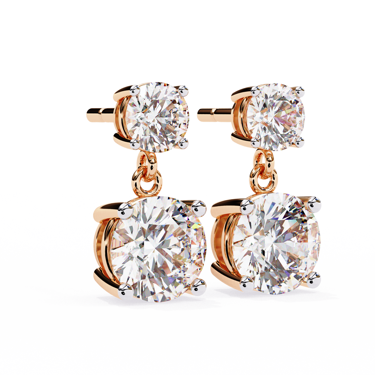 Classic Two-Stone Diamond Drop Earrings