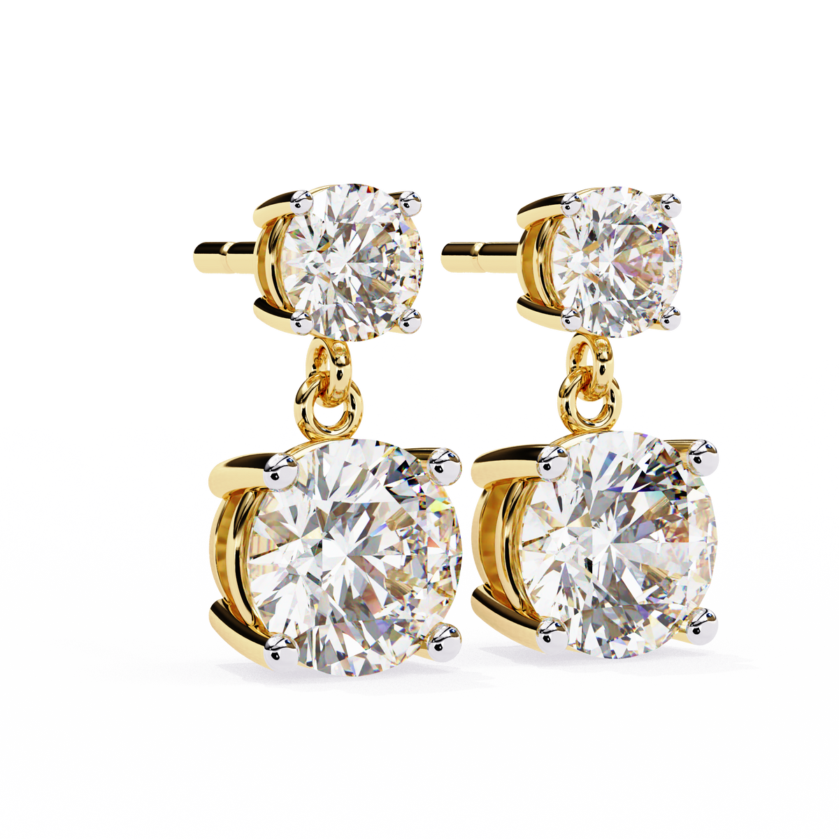 Classic Two-Stone Diamond Drop Earrings
