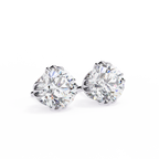 White Gold Double-Prong Round Solitaire Diamond Stud Earrings