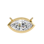 Yellow Gold East-West Marquise Diamond Bezel Pendant