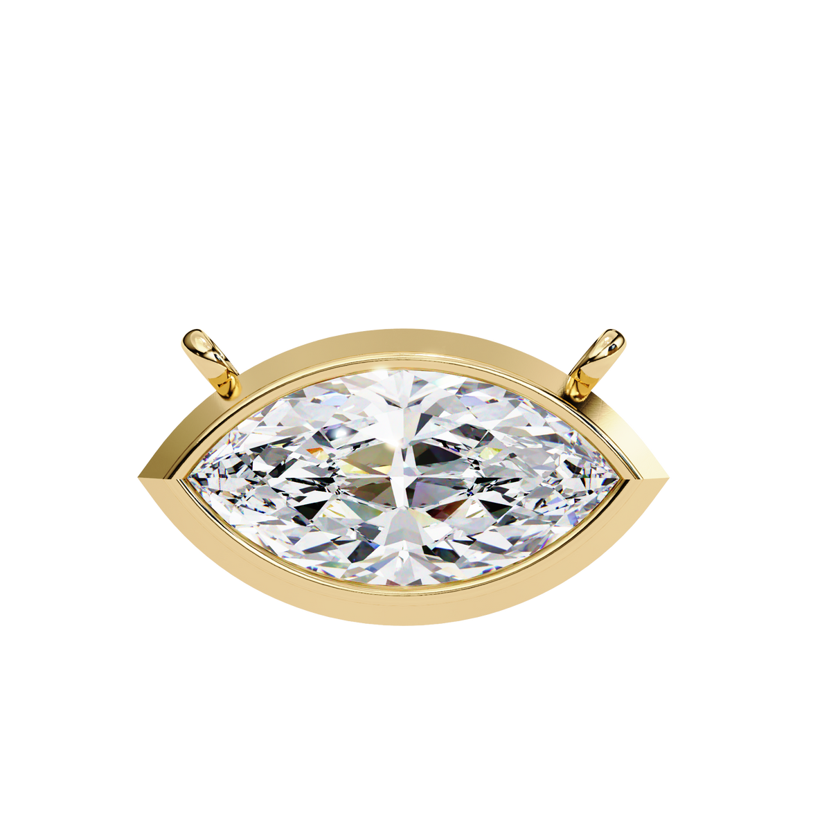 Yellow Gold East-West Marquise Diamond Bezel Pendant