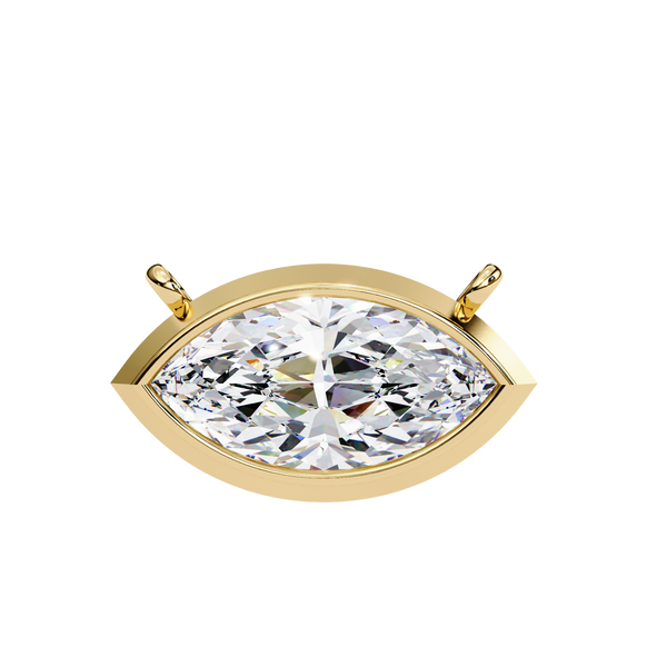 Gold East-West Marquise Diamond Bezel Pendant