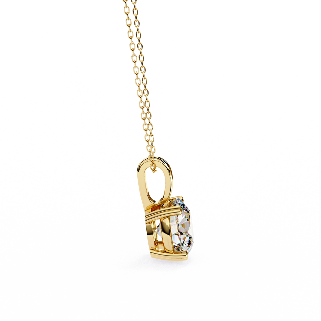 Round Solitaire Double Claw Prong Pendant