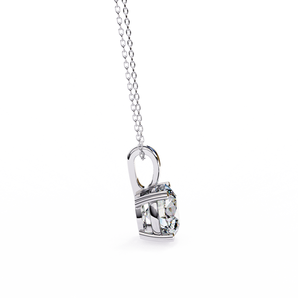Round Solitaire Double Claw Prong Pendant
