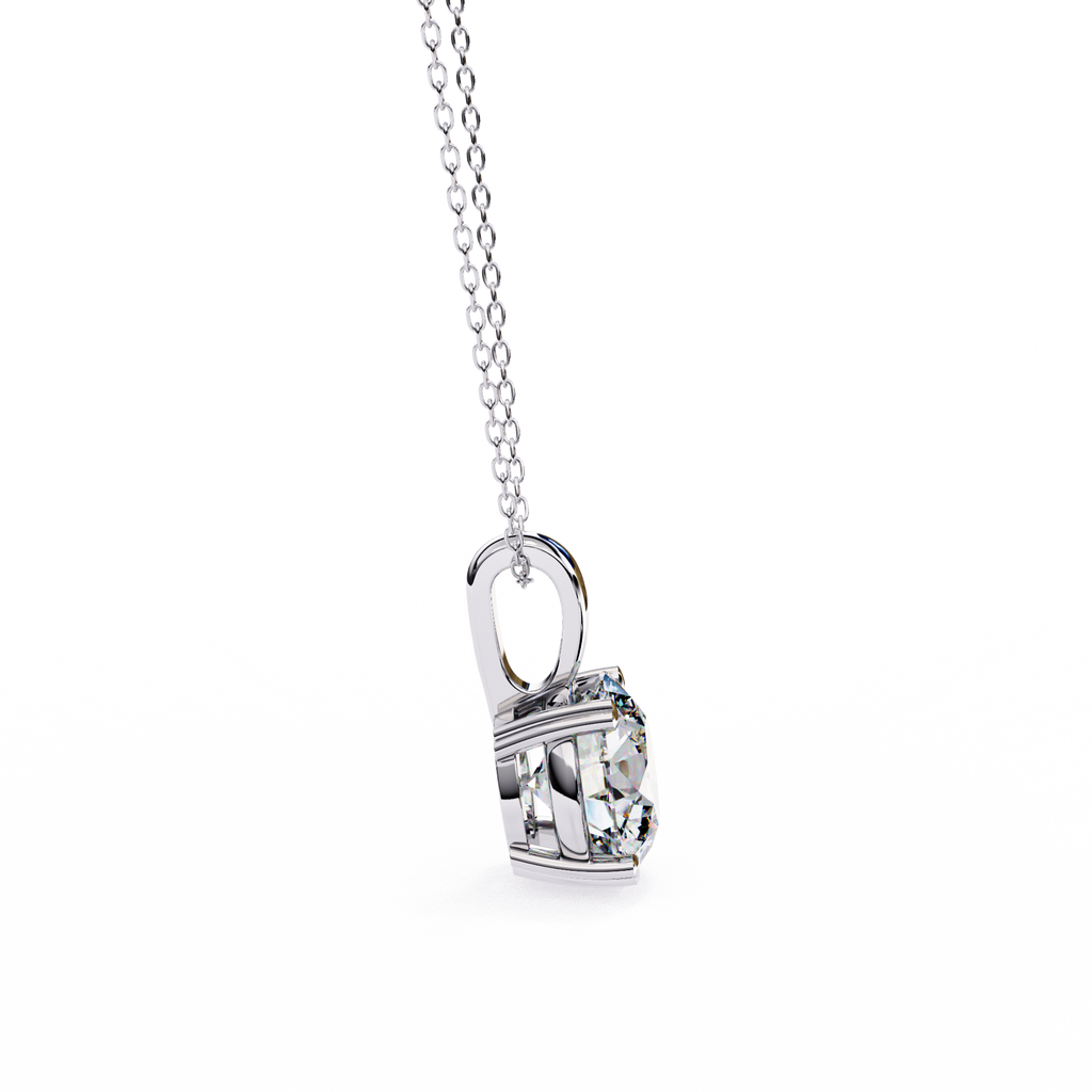 White Gold Four Prong Round Solitaire Drop Pendant