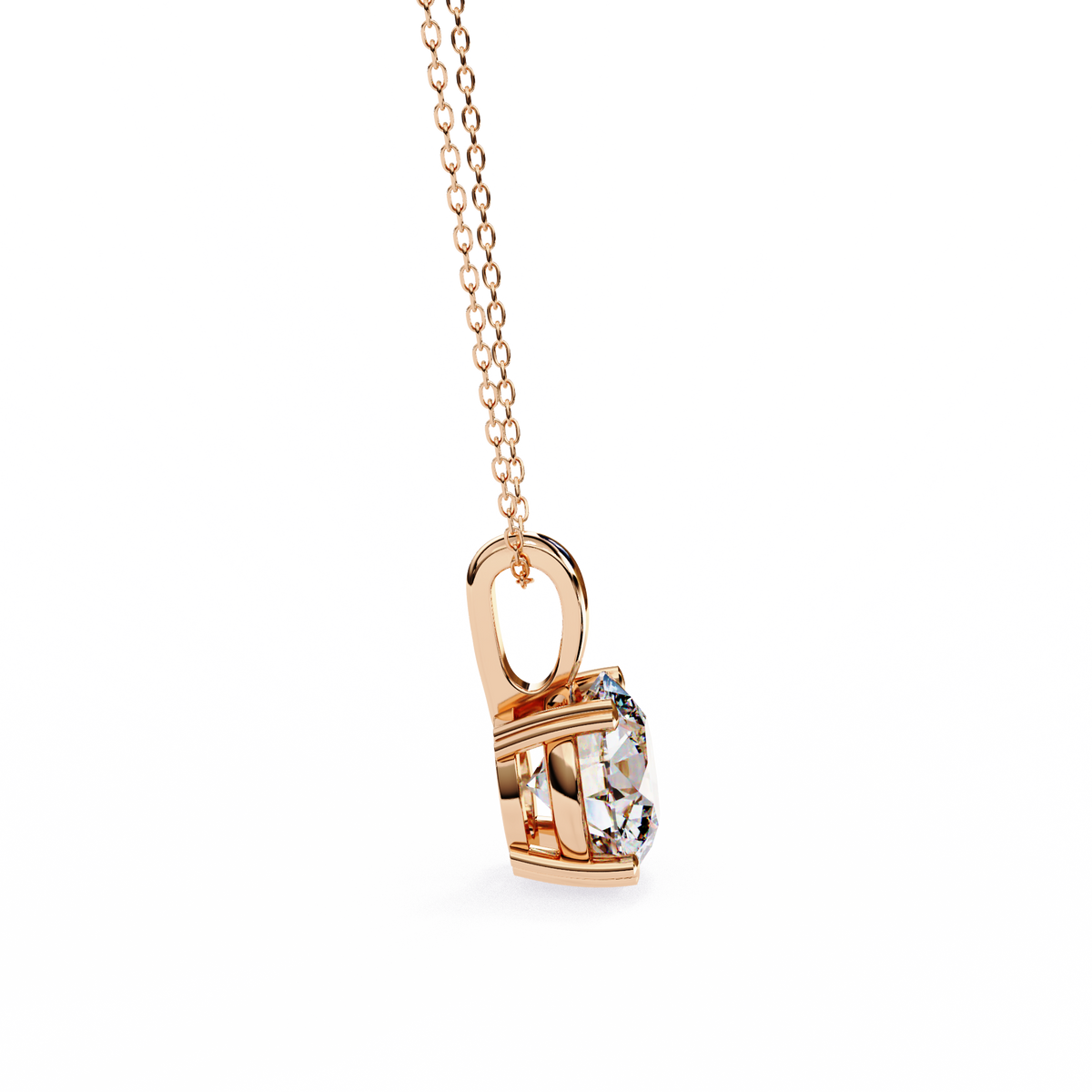 Round Solitaire Double Claw Prong Pendant
