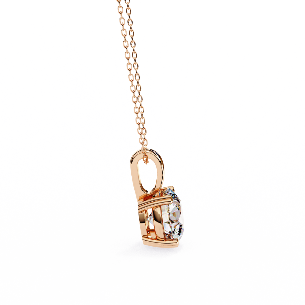 Rose Gold Round Brilliant Diamond Four-Prong Solitaire Pendant