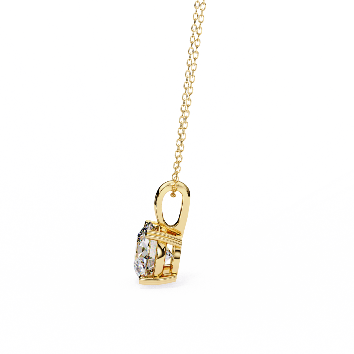 Yellow Gold Round Brilliant Diamond Four-Prong Solitaire Pendant
