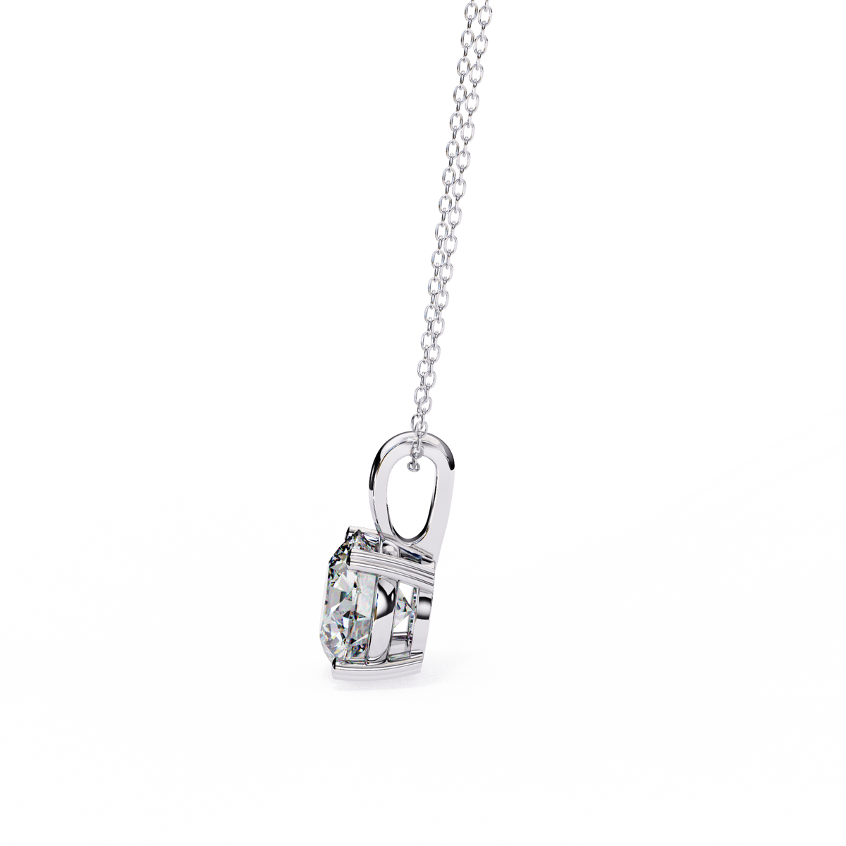 Round Solitaire Double Claw Prong Pendant