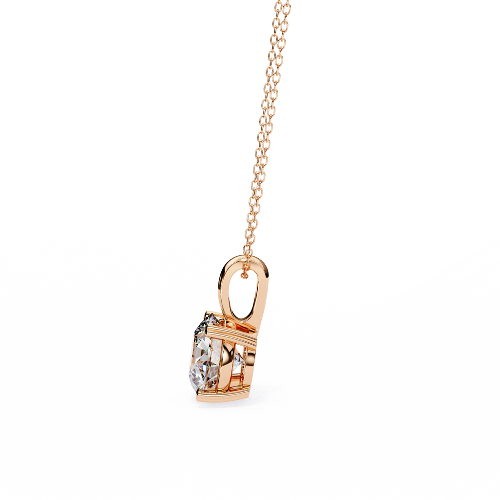 Rose Gold Round Brilliant Diamond Four-Prong Solitaire Pendant