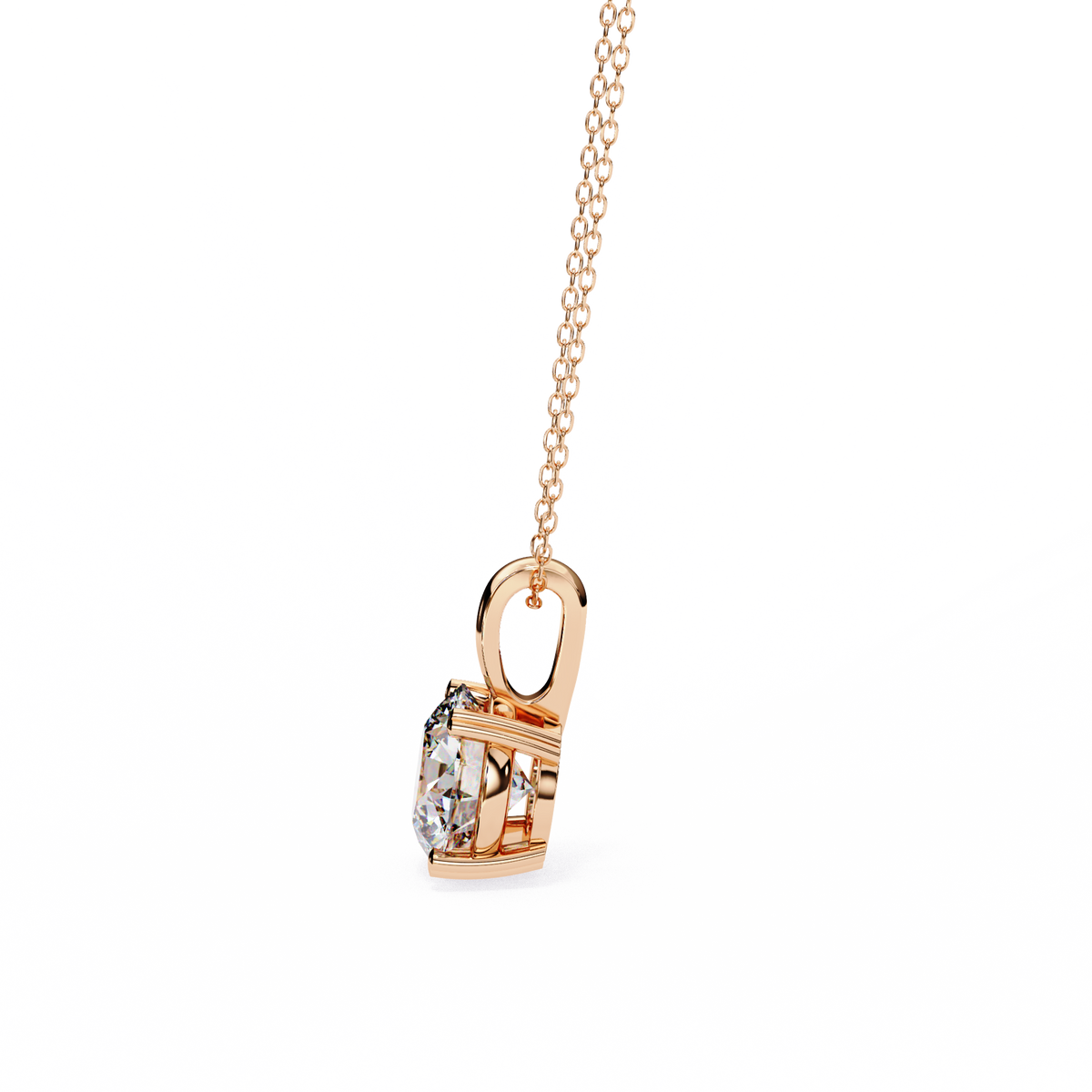 Rose Gold Round Brilliant Diamond Four-Prong Solitaire Pendant