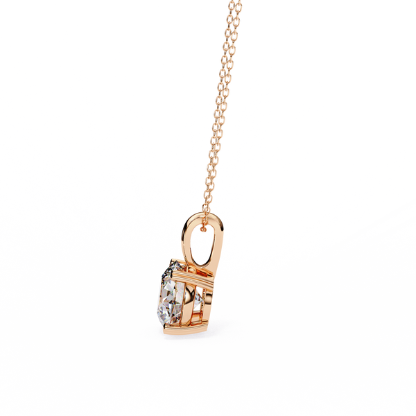 Rose Gold Round Brilliant Diamond Four-Prong Solitaire Pendant