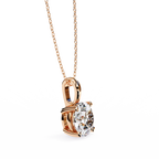 Rose Gold Round Brilliant Diamond Four-Prong Solitaire Pendant