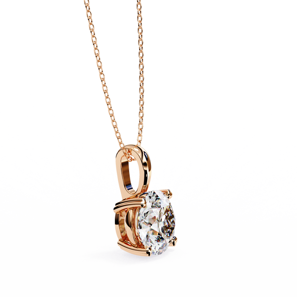 Rose Gold Round Brilliant Diamond Four-Prong Solitaire Pendant