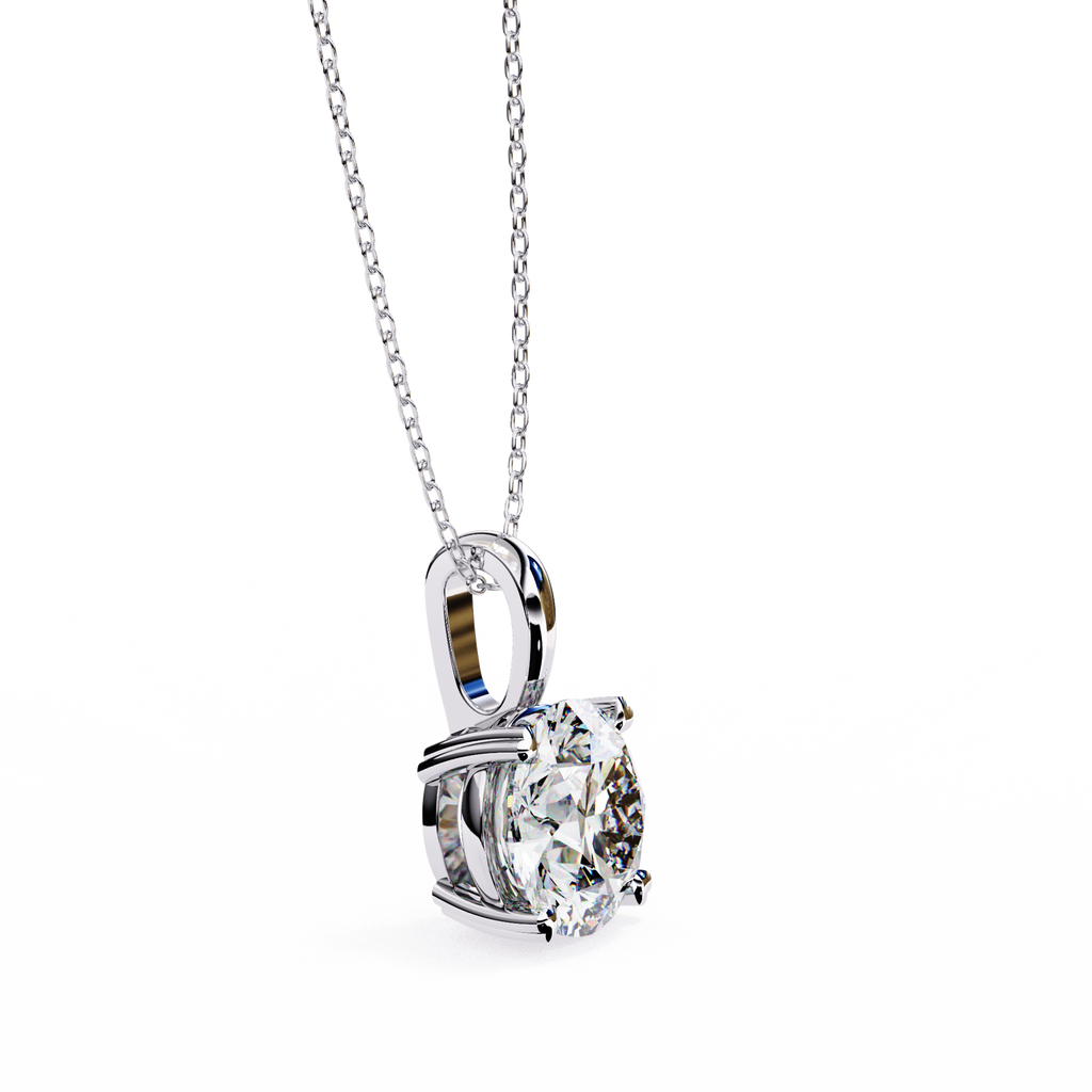 Round Solitaire Double Claw Prong Pendant