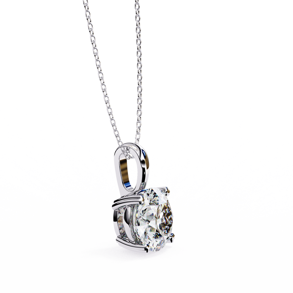Round Solitaire Double Claw Prong Pendant