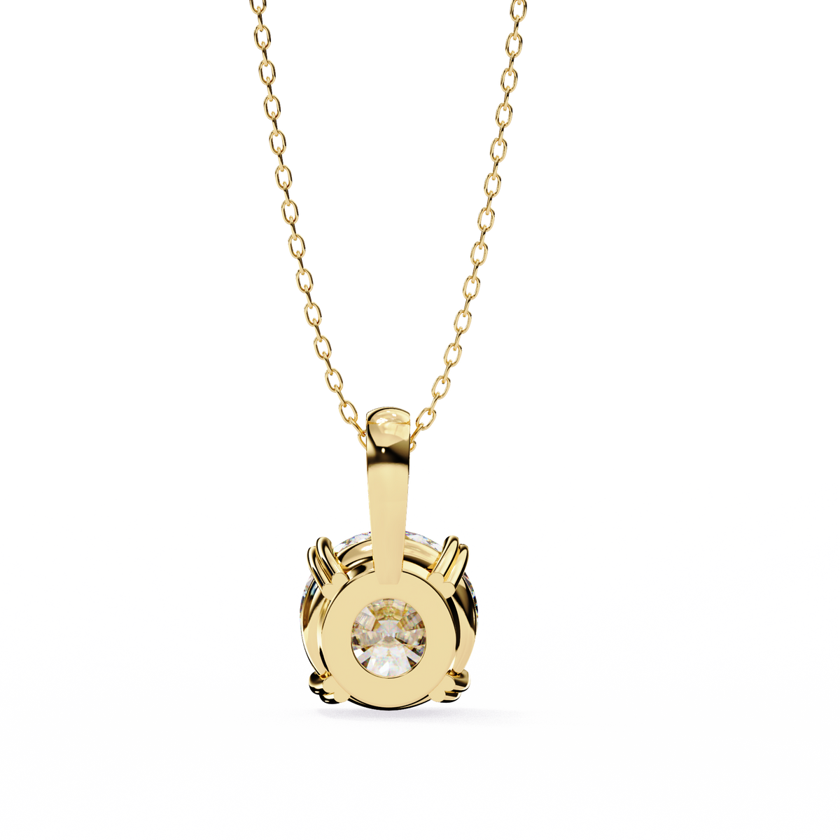 Round Solitaire Double Claw Prong Pendant
