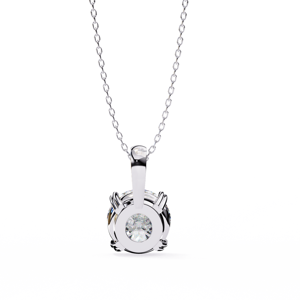 Round Solitaire Double Claw Prong Pendant