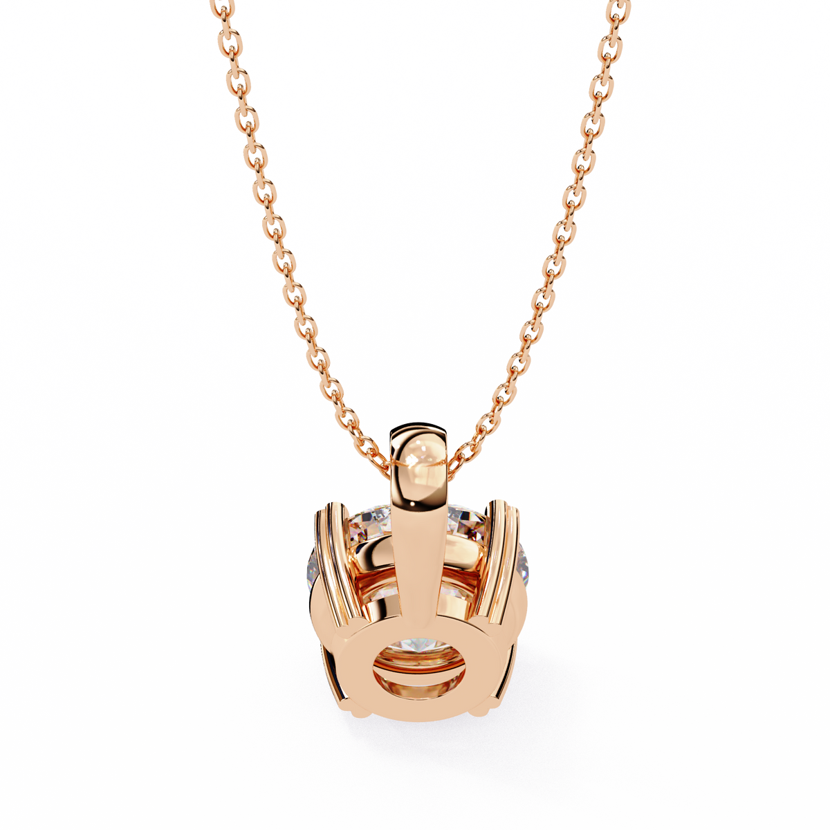 Rose Gold Round Brilliant Diamond Four-Prong Solitaire Pendant