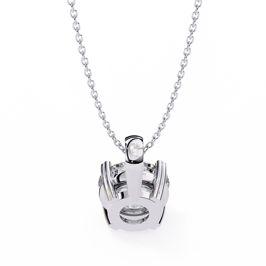 White Gold Four Prong Round Solitaire Drop Pendant
