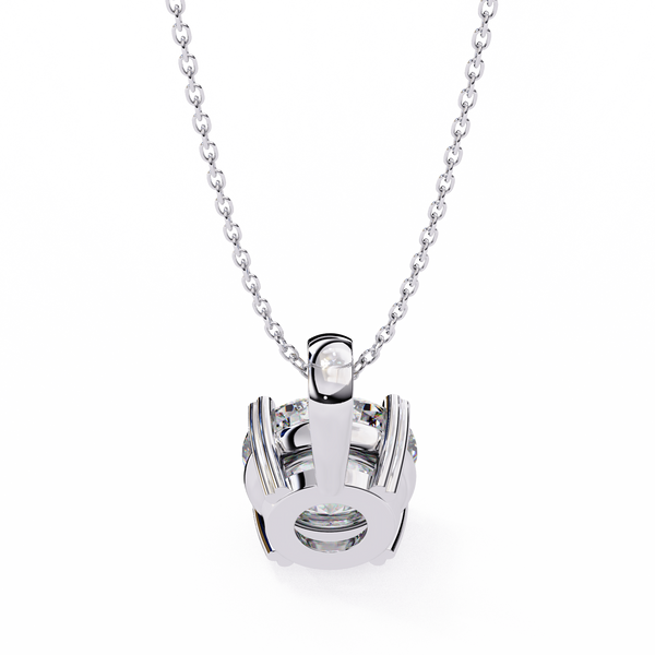 Round Solitaire Double Claw Prong Pendant