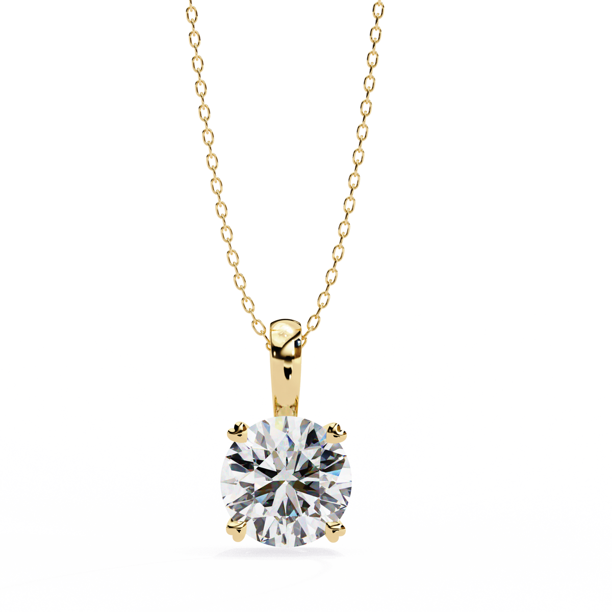Round Solitaire Double Claw Prong Pendant