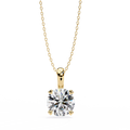 Yellow Gold Round Brilliant Diamond Four-Prong Solitaire Pendant