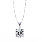 White Gold Four Prong Round Solitaire Drop Pendant