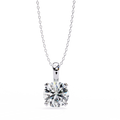 White Gold Four Prong Round Solitaire Drop Pendant