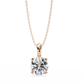 Rose Gold Round Brilliant Diamond Four-Prong Solitaire Pendant