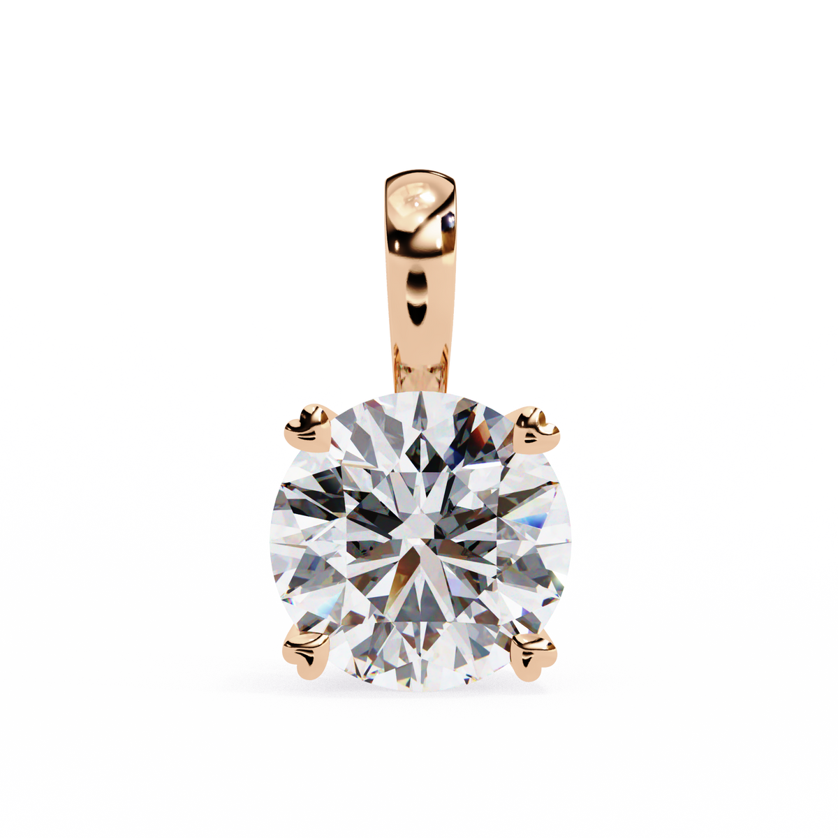 Round Solitaire Double Claw Prong Pendant