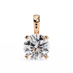 Rose Gold Round Brilliant Diamond Four-Prong Solitaire Pendant